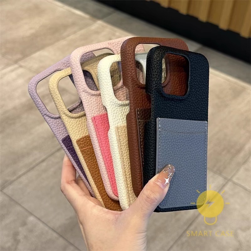 For เคสไอโฟน 11 [Card Slot Leather Texture Contrast Color] เคส Phone Case For iPhone 15 Pro Max 14 Pro Max 13 12 11 For เคสไอโฟน11 Ins Korean Style Retro Classic Couple Shockproof Protective TPU Cover Shell