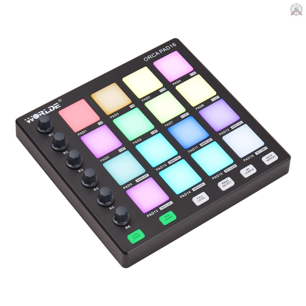 [ Joy ] WORLDE MIDI Controller Beat Maker Machine 6 ปุ ่ มที ่ ได ้ รับมอบหมายหมายเหตุทําซ ้ ําระดับปุ ่ มและซอฟต ์ แวร ์ การผลิตแบบพกพา Mini MIDI Controller Pad USB สําหรับเริ ่ มต ้ นเพลง P
