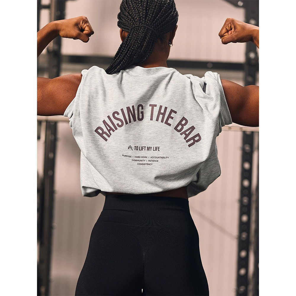 Jeven牌oner ACTIVE RAISING THE BAR GRAPHIC UNISEX T-SHIR เสื้อยืดแขนสั้นสไตล์วัยรุ่นวัยรุ่น 0528