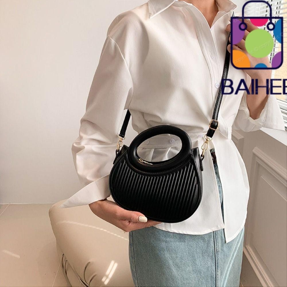 Baihee Underarm Bag, Pleated Pu Leather Single Shoulder Bag, Purse Solid Color Mini Bag Women