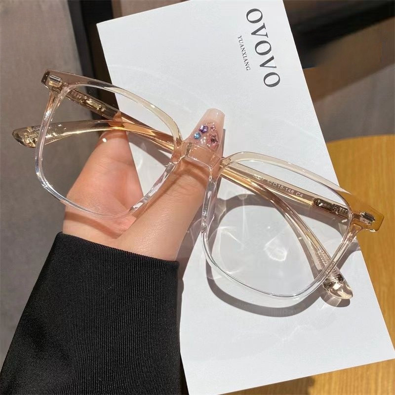 75°~375° Tr90 เลนส์ป้องกันรังสี แว่นตากรอบสี่เหลี่ยมทันสมัย ​​แว่นตาสายตาสั้นป้องกันแสงสีฟ้าสำหรับผู้ชายและผู้หญิง TXJS-1702