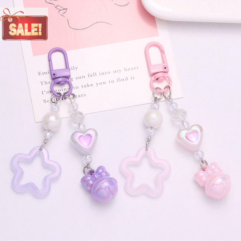 Bl Hollow Pentagram Y2k Star พวงกุญแจ Bell จี้น่ารัก Charm Key แหวนกระเป๋าถือ Lanyard อุปกรณ์เสริมรถแขวน Trinket Key Holder A