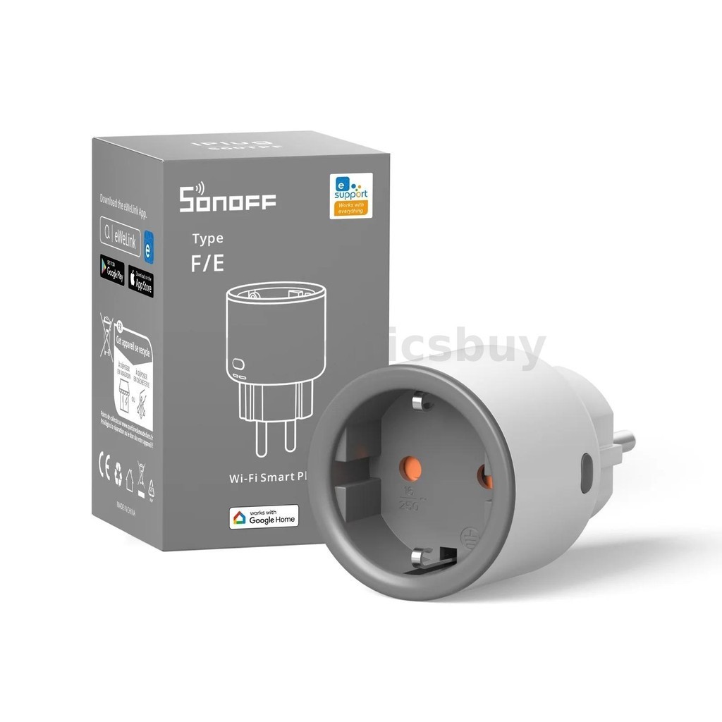 Sonoff S60TPF EU Plug WiFi ซ็อกเก็ตสมาร์ท Home Power Monitor Outlet โอเวอร์โหลดจับเวลาป้องกันสมาร์ทฉากรีโมทคอนโทรลผ่าน Alexa Google Home IFTTT