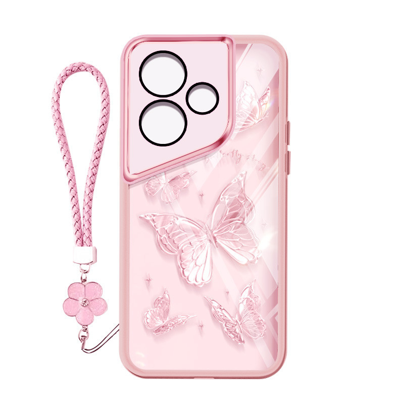 Ybd INS สไตล์เคสโทรศัพท์สําหรับ Infinix ITEL A70 A80 A665L ร้อน 30i ร้อน 30 เล่น NFC X669 X669C X669D X6835B X6831 X6832 Niche ผีเสื้อปลอกพร้อมเลนส์ป้องกัน