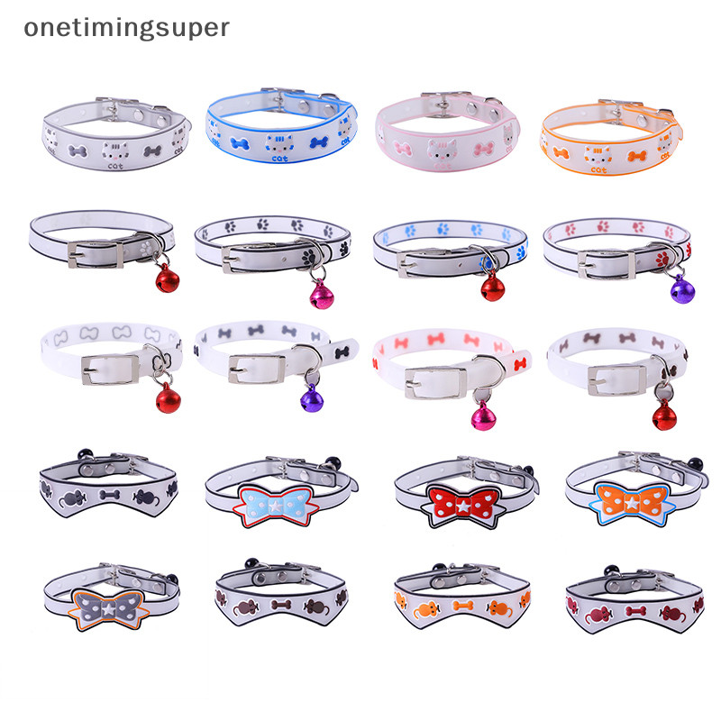 Onetimingsuper ปลอกคอเรืองแสงสําหรับสัตว์เลี้ยงพร้อมกระดิ่งเรืองแสงในเวลากลางคืน สร้อยคอสุนัข แหวนคอ