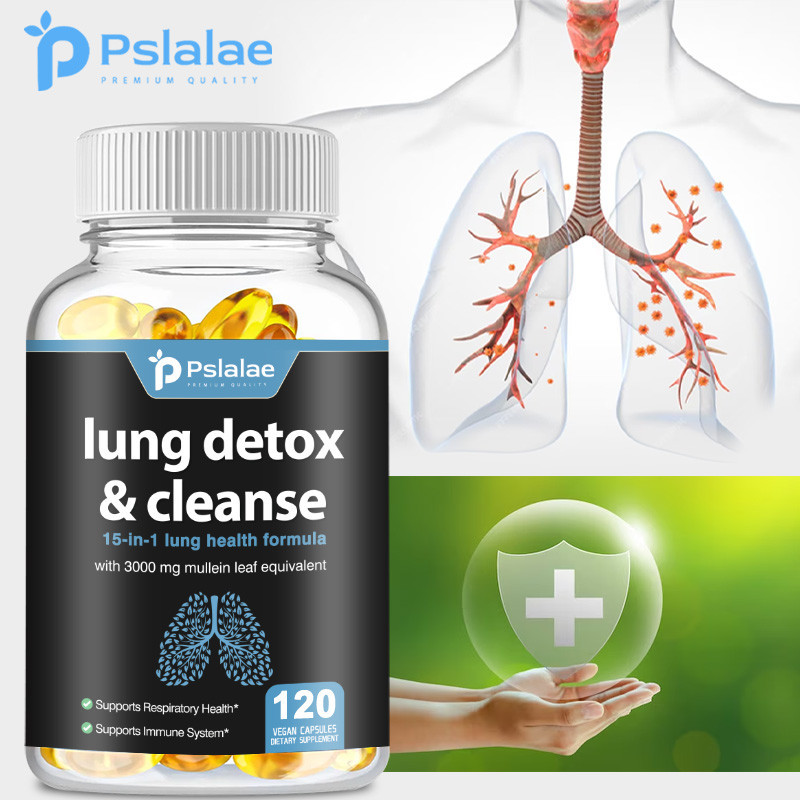 Lung Cleansing Biotin 15-in-1 Mullein Leaf สําหรับการหายใจ Purification Lung Immune Health Comfort & Detoxification Support