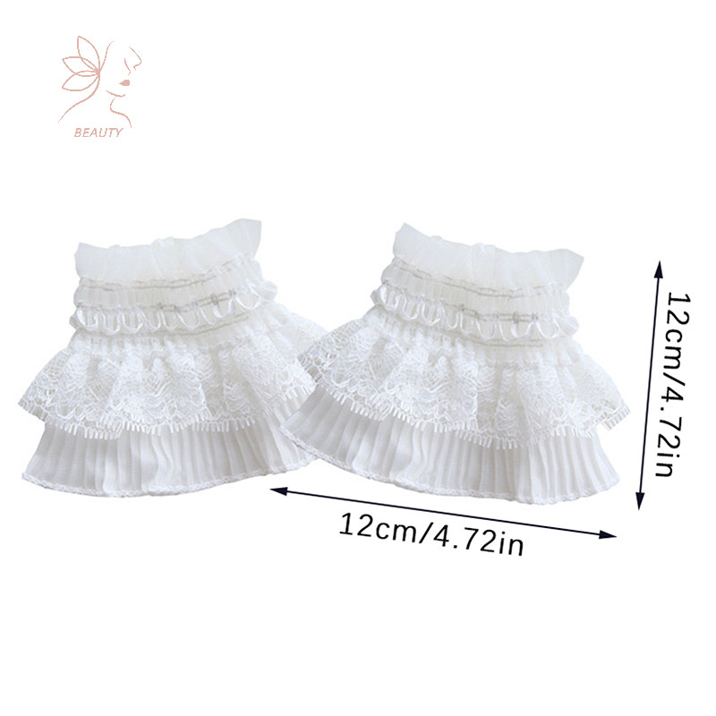 [maybeauty] 1 คู่เล็บภาพลูกไม้ตกแต่ง Cuff Double-Layer ตาข่ายฮอร์นแขนเล็บแสดงยาแขน DIY Shoog พื้นหลัง Prop {TH}