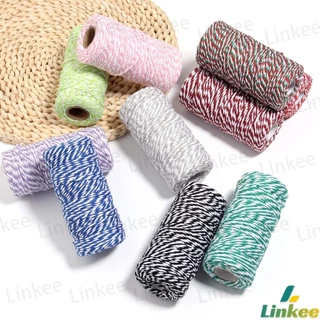 Linkee เชือกเกลียวสองสี ยาว 100 เมตร สำหรับงาน DIY บรรจุภัณฑ์ของขวัญ งานฝีมือ Cotton Twine