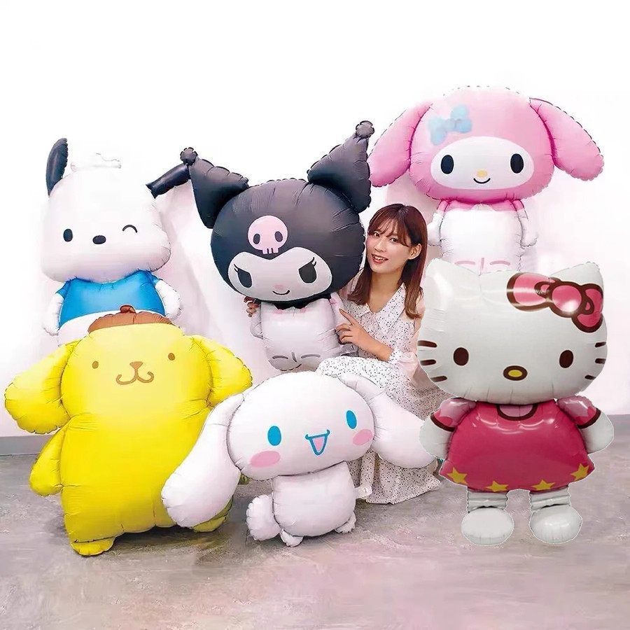 อุปกรณ์งานเลี้ยงวันเกิดคิตตี้,ลูกโป่งฟอยล์สําหรับตกแต่งงานปาร์ตี้ Kawaii, Sanrio Anime Melody Kuromi Pom Kitty Party ฟอยล์ลูกโป่งสําหรับสาวเด็กโปรดปราน