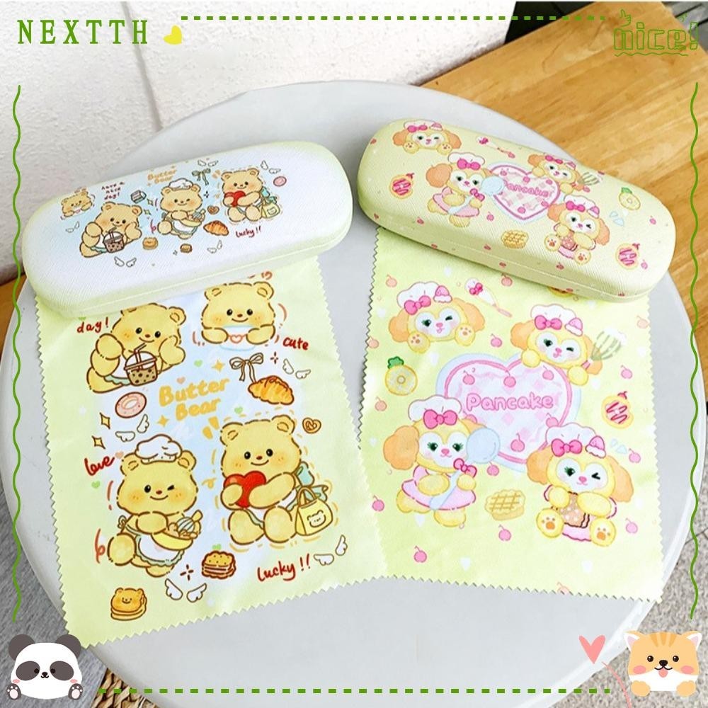 Nextth ผ้าเช็ดแว่นตาหมีเนย, แว่นตา Capybara ทนแรงดันป้องกันการล่มสลาย, ของขวัญน่ารักการ์ตูนแบบพกพา Loopy แว่นกันแดดกล่องเก็บ