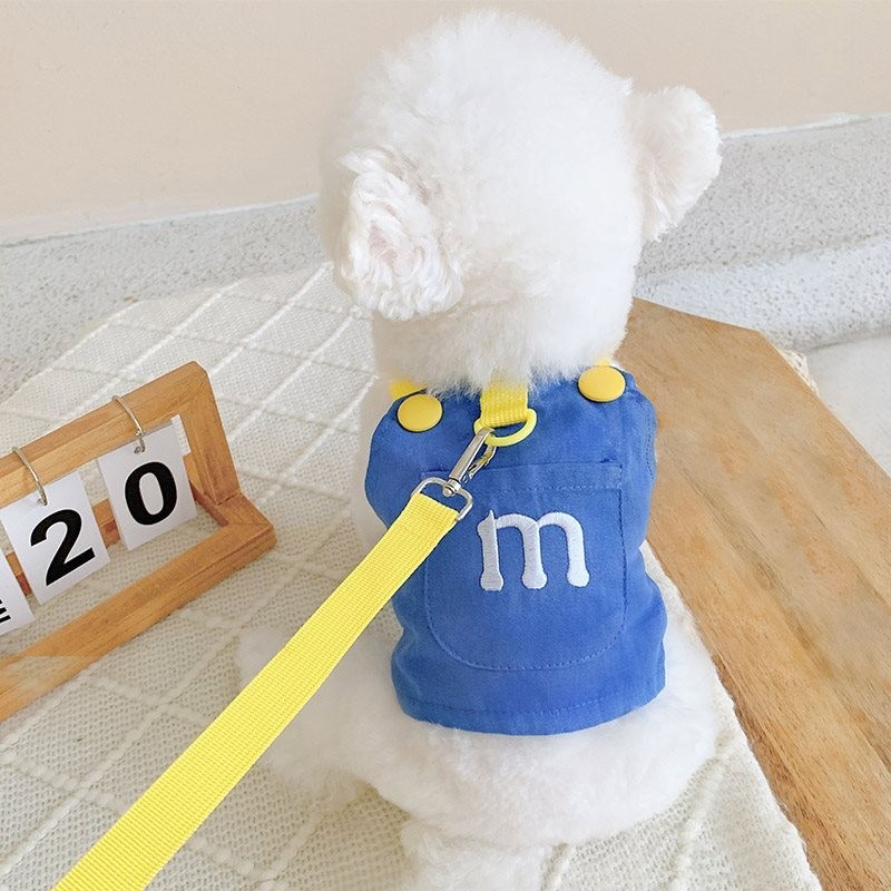 【Hipidog】Ins สัตว ์ เลี ้ ยงสุนัขเสื ้ อกั ๊ กสายรัดพร ้ อมสายจูงชุดสไตล ์ M Letter Cat Leash คลิป