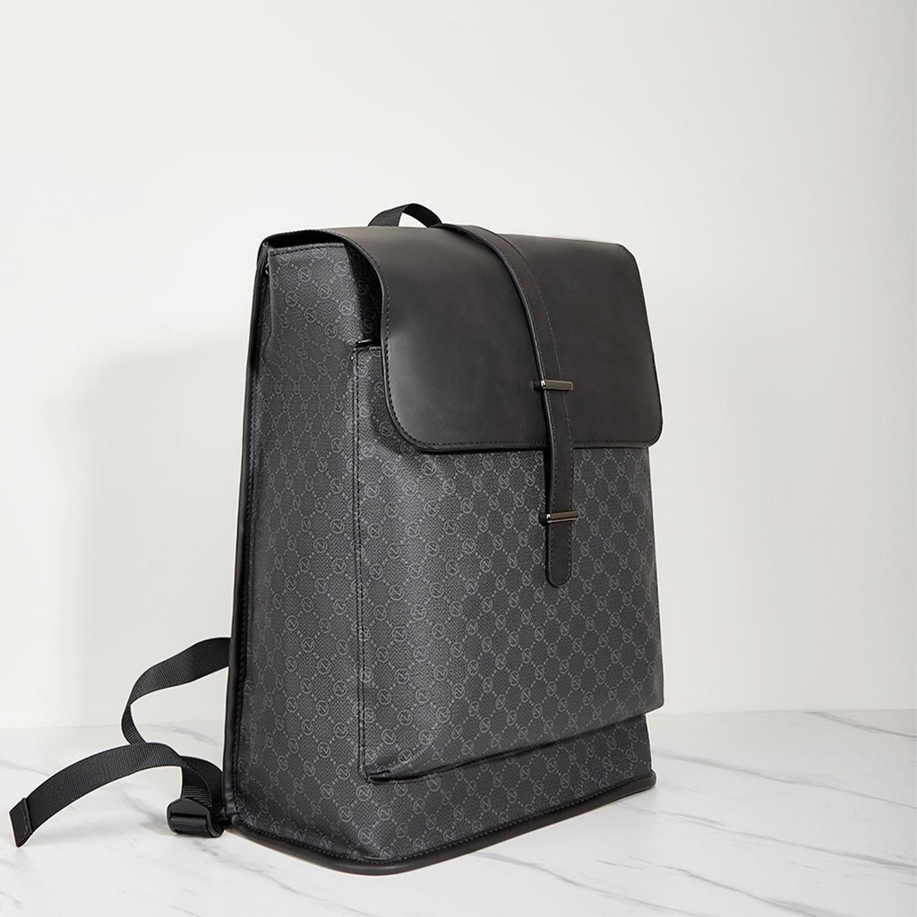 QT6066-N สไตล์ใหม่ กระเป๋าสะพายแฟชั่น ลายตาข่าย กระเป๋าเป้สะพายหลัง ใส่คอมพิวเตอร์ PU Leather Plaid 