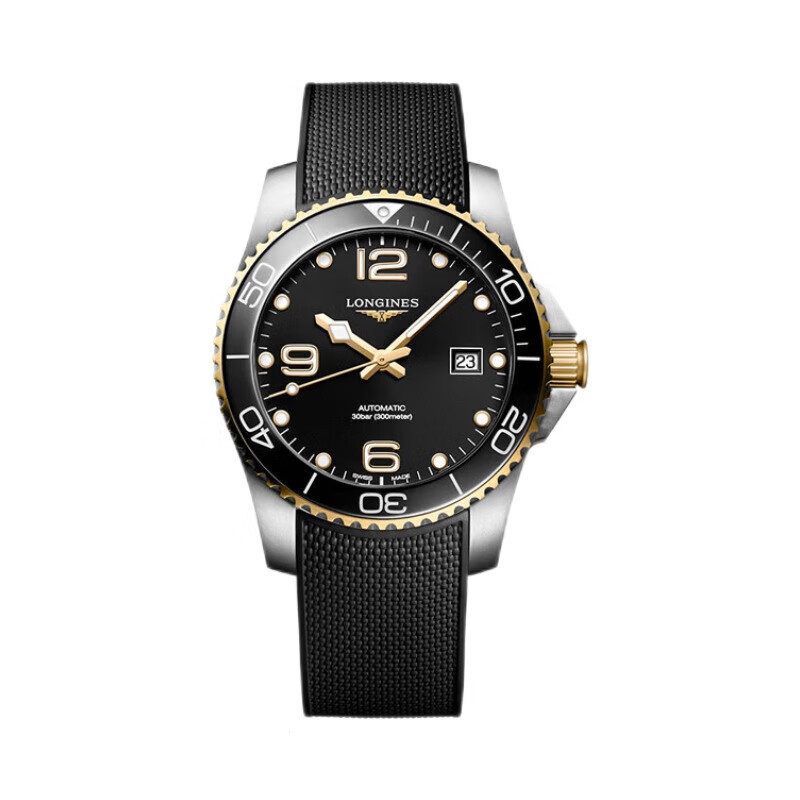Longines LONGINES Swiss Watch Comcas Diving Series Mechanical Steel Band Men 's Watch L37423967เครื ่ องจักรสายยางลายดวงอาทิตย ์ สีดํา 41มม