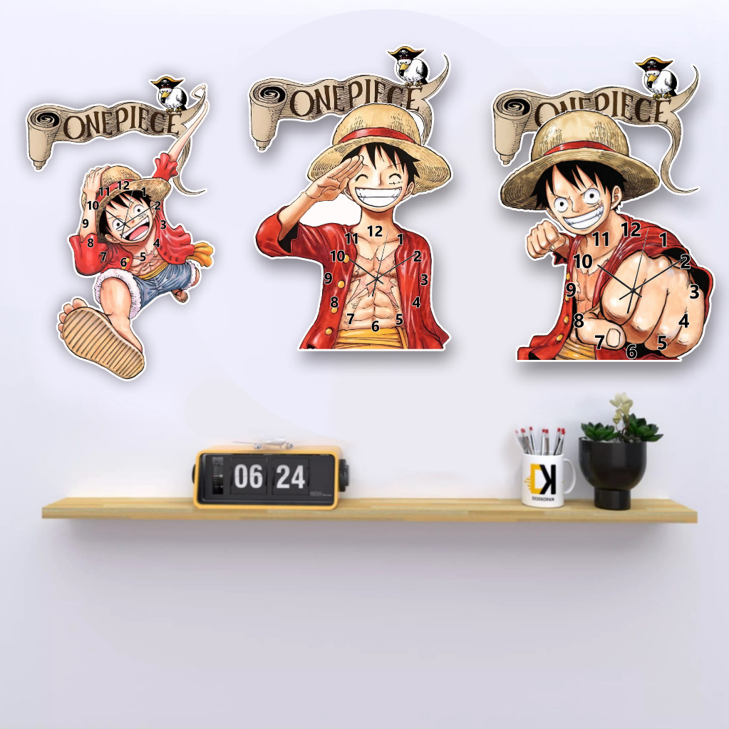 KARIMIKA นาฬิกาแขวน LED สุนทรียศาสตร์เฉพาะพร้อมภาพอนิเมะ MONKEY D นาฬิกาอนิเมะ LUFFY