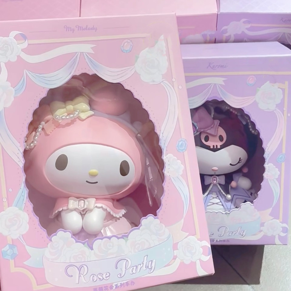 Sanrio Rose Flower Club Series Kuromi Melody รูปน่ารัก 15 ซม.เครื่องประดับตั้งโต๊ะไม่แท้ (ไม่มีการ์ด) - รูปที่ 6