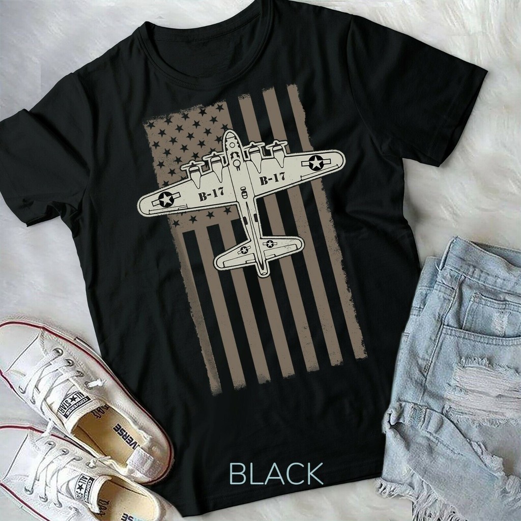 B17 Bomber Ww2 เครื่องบินเครื่องบิน Usa ธง Veteran Pilot ของขวัญ Unisex & Youth เสื้อยืด