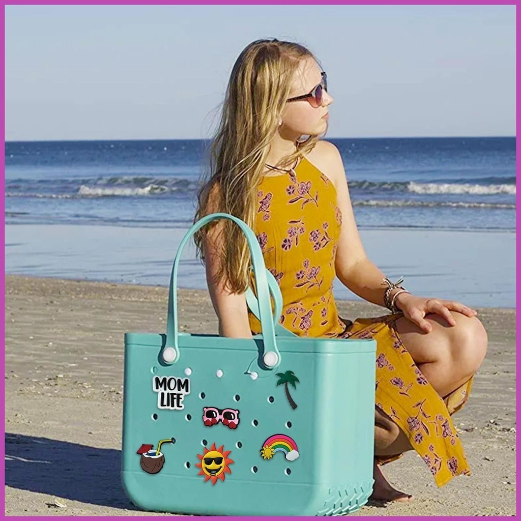 Charm สําหรับ Bogg กระเป๋า 6 ชิ้น Tote กระเป๋า Charm สําหรับกระเป๋าชายหาดที่ถอดออกได้กระเป๋าชายหาดตกแต่งกระเป๋ากันน้ําใส่ greiweth