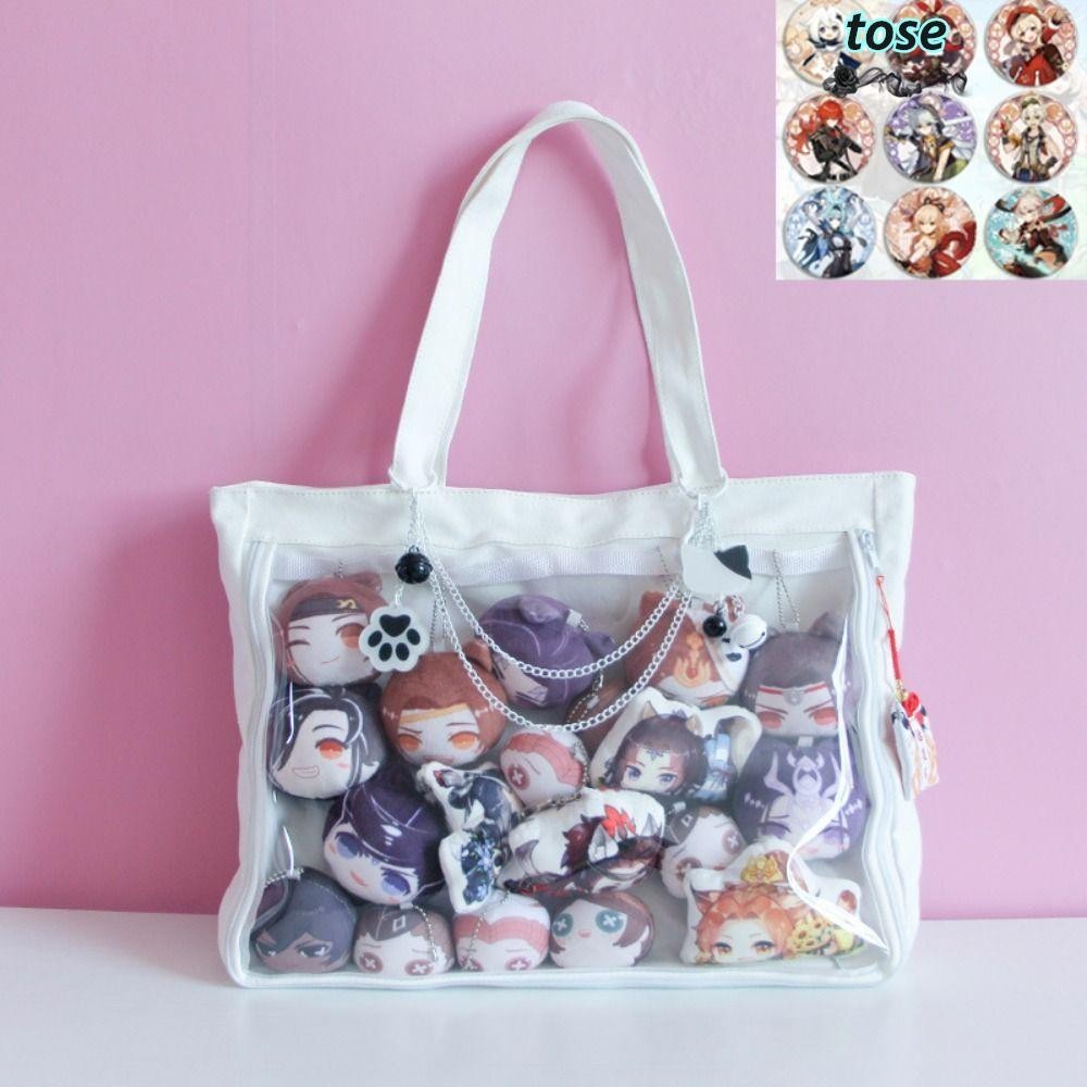 กระเป๋าถือใส TOSE, กระเป๋าสะพายผ้าใบแบบใช้ซ้ําได้, การออกแบบ Harajuku ความจุขนาดใหญ่ Satchels Bag Shopping