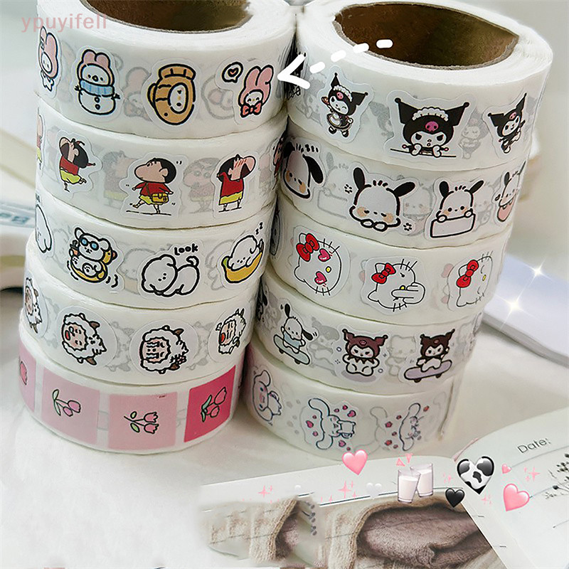 [YPU] 500 ชิ้น/สติ๊กเกอร์โลโก้ Kawaii Hello Kitty Melody Kuromi Cinnamoroll combed การ์ตูนเด็กรางวัลสติกเกอร์ของขวัญตกแต่ง Decals ของเล่น ํานนส คอเต่า