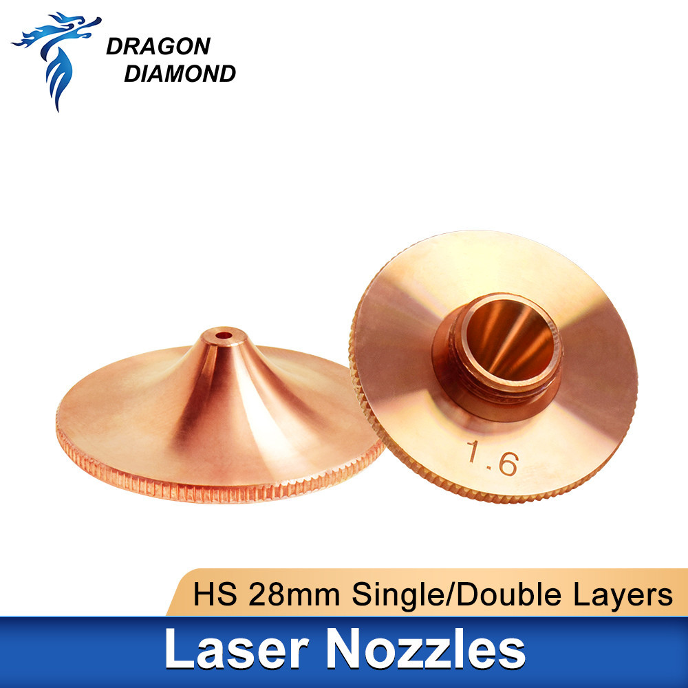 Dia.28mm 32mm Calibre 0.8 - 4.0 หัวฉีดเลเซอร์เดี่ยว Double Layer สําหรับ HS OEM Precitec Fiber เลเซอร์ตัดหัว