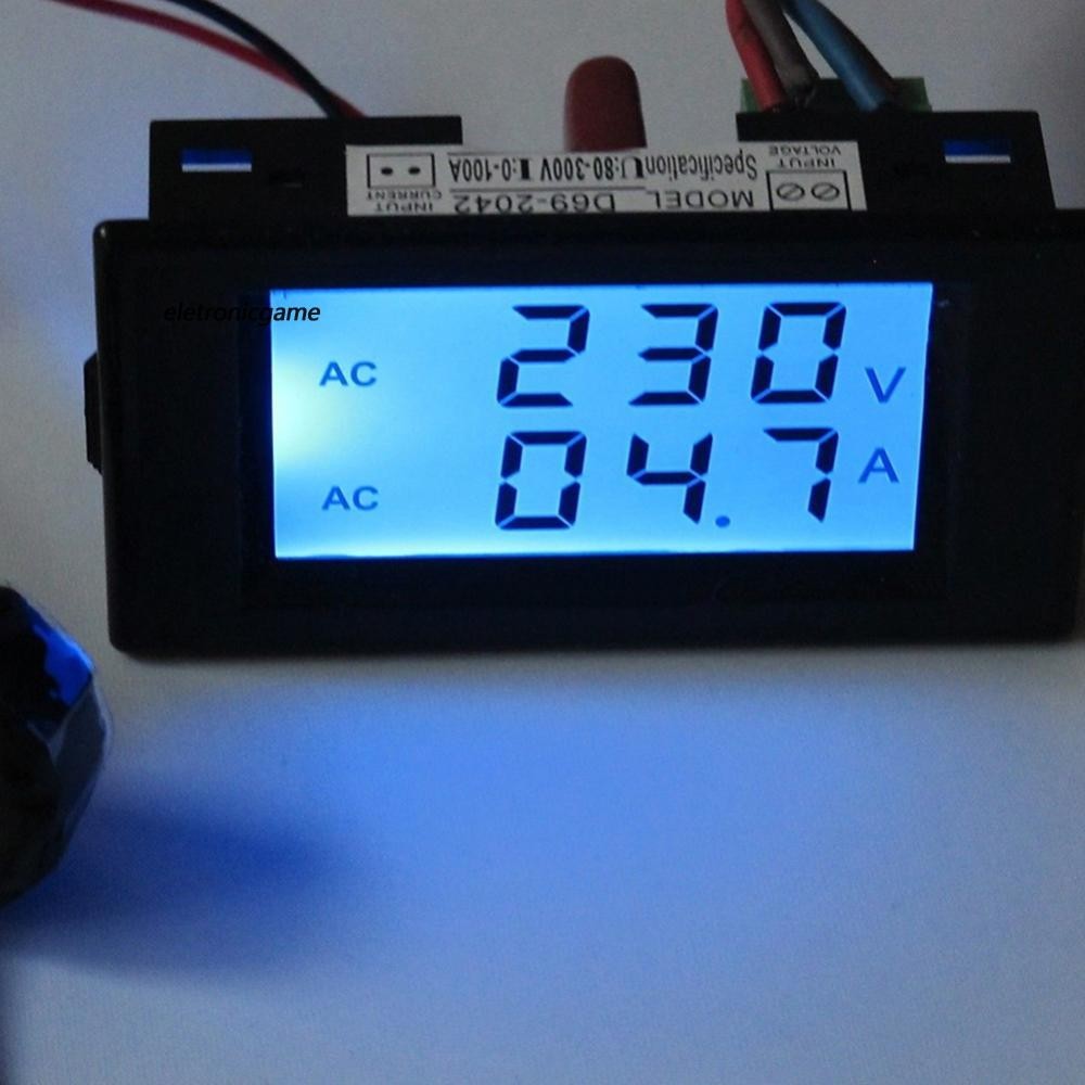 Digital AC 300V 100A LCD Dual Panel Volt Amp Combo Meter +CT 110V 220V 240V [eletronicgame.th]