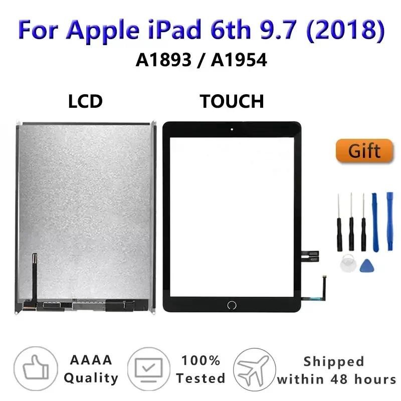 หน้าจอสัมผัส LCD สําหรับ Apple iPad 6 6th Gen A1954 A1893 iPad 9.7 2018 Assembly Digitizer กระจกด้านหน้าจอแสดงผลแผงเปลี่ยน