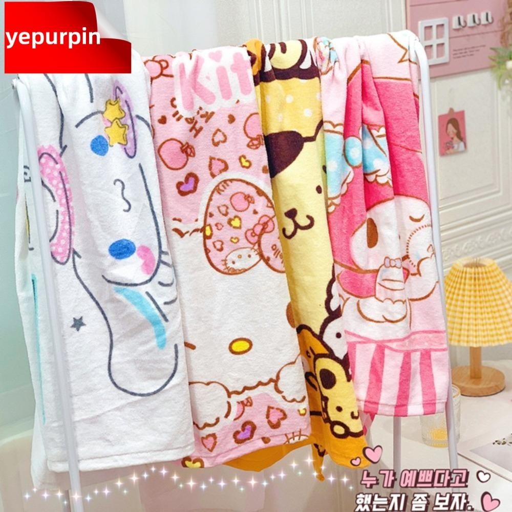 Yepurpin ผ้าเช็ดตัวลายการ์ตูน, Melody Soft Cotton Sanrio ผ้าเช็ดตัว, ผ้าขนหนูห่อ Microfibre ดูดซับน้ํา