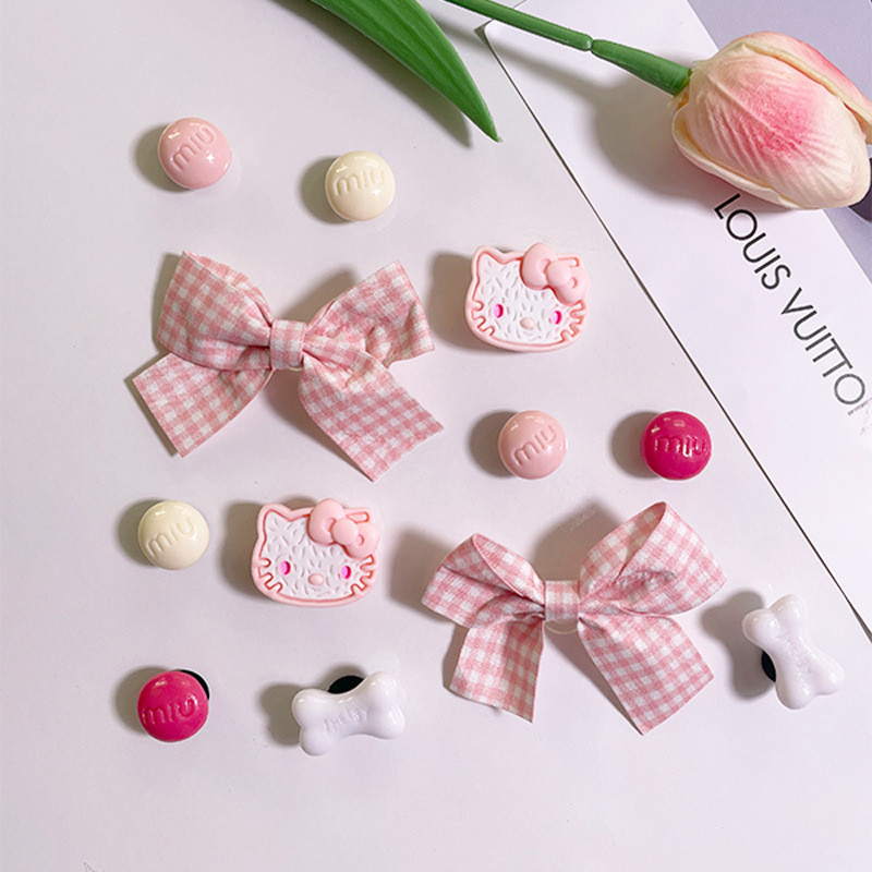 Hole Shoes Jibbitz Accessories Pink Bowknot Cat Cartoon Resin DIY Shoes Accessories