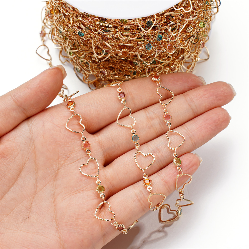 St. kunkka 1M Love Crystal Chain ห่วงโซ่เพทายคริสตัลสีสันสดใสสําหรับการทําเครื่องประดับ DIY