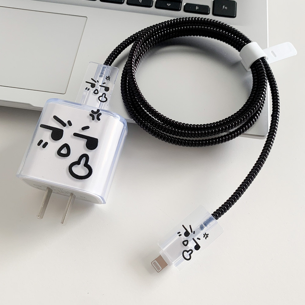 การ์ตูนตลกโปร่งใสแสดงออกซิลิโคนชาร์จป้องกันกรณีสําหรับ ไอโฟน 11 12 13 14 18ว-20ว ชาร์จเร็วป้องกันชาร์จปกแขน - รูปที่ 2