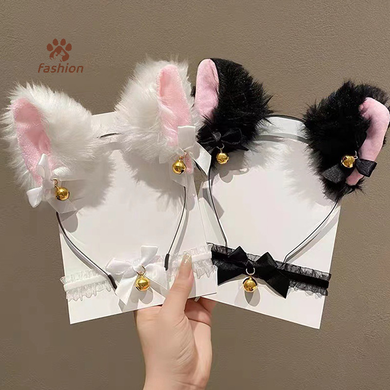 [แฟชั่น] หูแมวเซ็กซี่สําหรับผู้หญิงสาวลูกไม้โบว์สร้อยคอตุ๊กตาระฆัง ชม. วงการบิน คอสเพลย์สวมหน้ากาก-พรรคเครื่องแต่งกายอุปกรณ์ผม {ไทย}