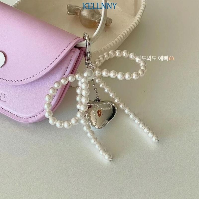 Kellnny Sophisticated Bowknot พวงกุญแจอุปกรณ์เสริมที่โดดเด่นจี้หัวใจ Keyrings ที่ละเอียดอ่อน Bowknot พวงกุญแจสําหรับผู้หญิง