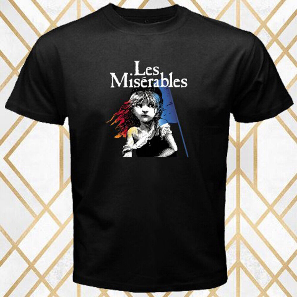 Les Miserables Broadway Show Logo เสื้อยืดสีดําผู้ชาย