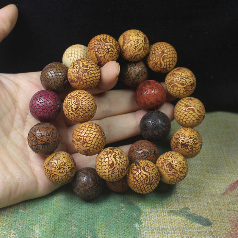 Multi-beads 20 มม.หัวมังกรไม้จันทน์ลูกปัดสร้อยข้อมือ Multi-Beads Golden ไม้เกียร์รถลูกปัด Wenwan เครื่องประดับ
