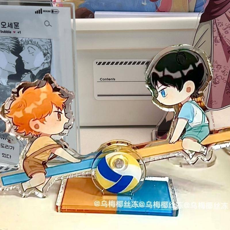 ไฮคิว!! ขาตั้งอะคริลิค Teeter-Ttter: Shoyo Hinata และ Tobio Kageyama เขย่าจอแสดงผลเดสก์ท็อป