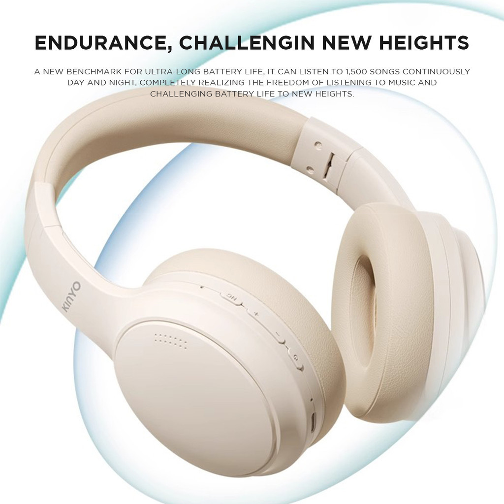 Kinyo B3 Pro หูฟังบลูทูธไร้สายแบบครอบหู 5.3 แบตอึดทนทาน พร้อมไมโครโฟน ตัดเสียงรบกวน