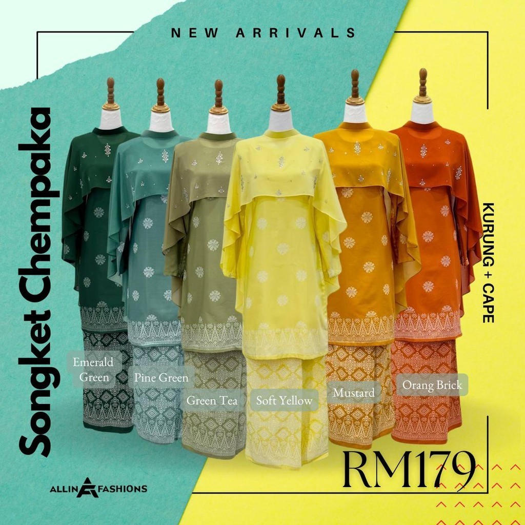 KURUNG SONGKET CHEMPAKA + CAPE INSTANT HIJAB โดย Allin Fashions