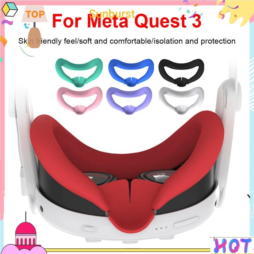 หน้ากากซิลิโคน Face Cushion Lightproof Face Cover Pad Sweatproof สําหรับ Meta Quest 3 [Sunburst11.th]