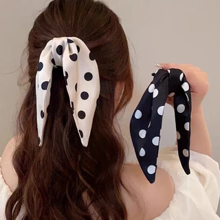2024 Polka Dot Bow หางม้าคว้าคลิป Retro Coiled ผมคว้าหญิง