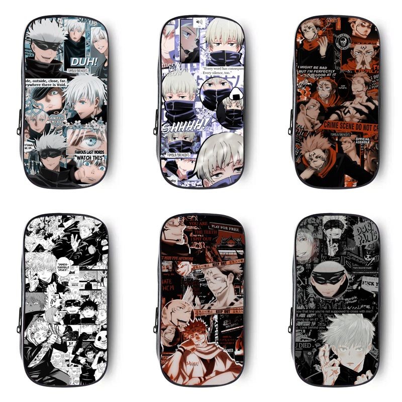 Jujutsu Kaisen Gojo Gogo สุนัข Curling Thorn ดินสอขนาดใหญ่ความจุชายหญิงเด็กกล่องเครื่องเขียน High School เครื่องเขียน Storage