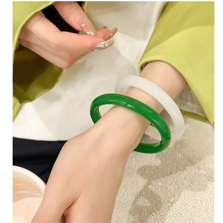 สร้อยข้อมือหยกที่เรียบง่าย, เครื่องประดับหยกสไตล์วินเทจ, คริสตัลใสสร้อยข้อมือความรู้สึกชั้นสูงเครื่องประดับสองสีให้เลือก