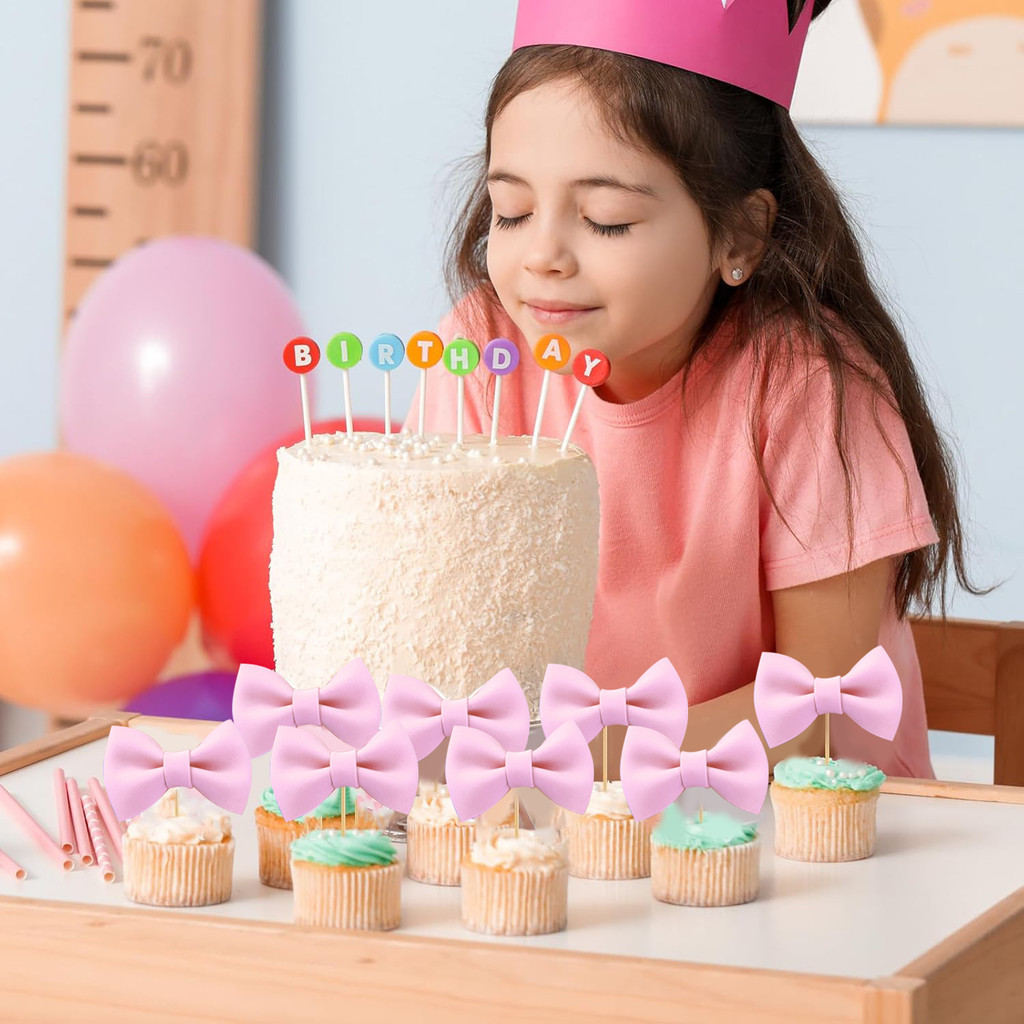 10pcs ฟองน้ําโบว์เค้ก Topper Bowknot Cupcake Toppers เค้กขนม Picks ตกแต่งสําหรับอาบน้ําเด็กวันเกิดงานแต่งงานอุปกรณ์ - รูปที่ 2
