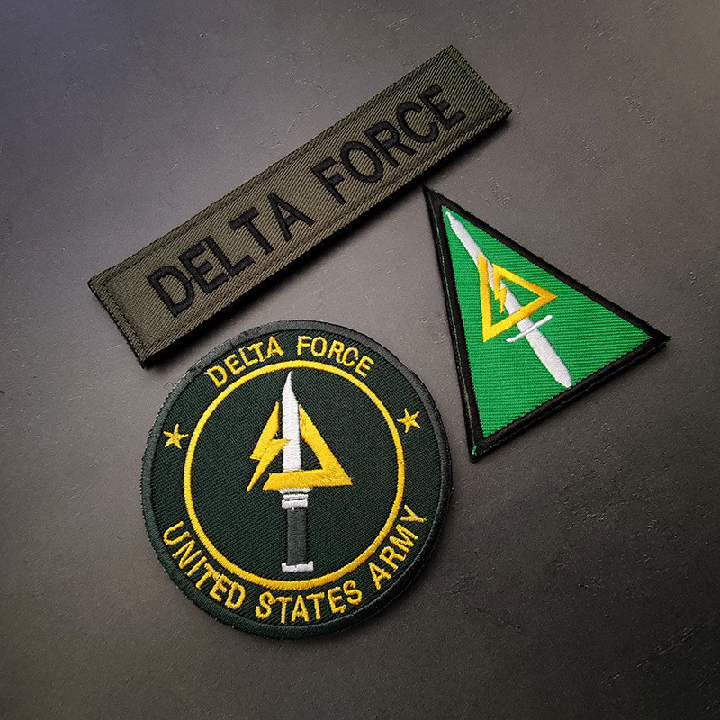 American Delta Special Forces Morale Badge Delta force ปักหน้าอกแถบ Delta Velcro Badge ทหารพัดลมป้าย