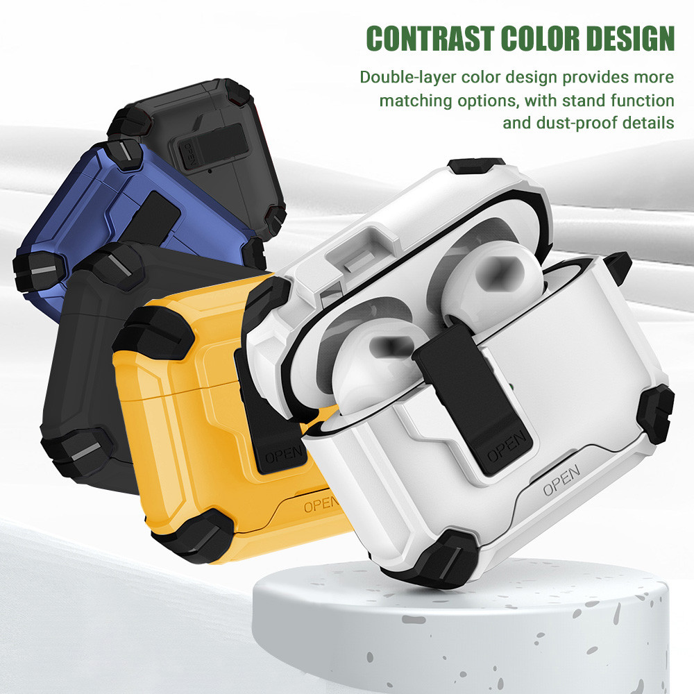 💕COD💕เคส AirPods 4 3 2 1 Pro Pro 2 3 แบบล็อคแน่นหนา กันกระแทกทั้งตัว(USB-C) พร้อมพวงกุญแจlanyard ล็อคป้องกันการตกหล่น - รูปที่ 3