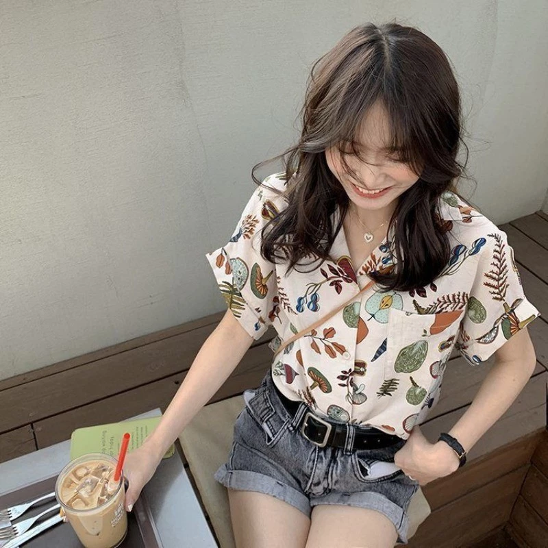Couture เสื้อเชิ้ตแขนสั้น ผ้าชีฟอง ลายดอกไม้ thumbnail 7