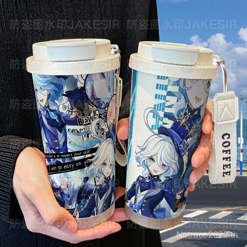 ★Genshin Impact★ ถ้วยเก็บความเย็นสแตนเลส Furina&Focalors ขนาดใหญ่พร้อมหลอด ดื่มได้สองแบบ