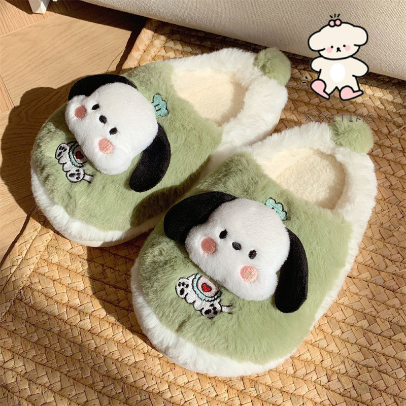 ฉี่ รองเท้าแตะผ้าฝ้ายการ์ตูนน่ารักบ้านในร่ม อ่อนนุ่ม เพียงผู้เดียว ผู้ชายผู้หญิง