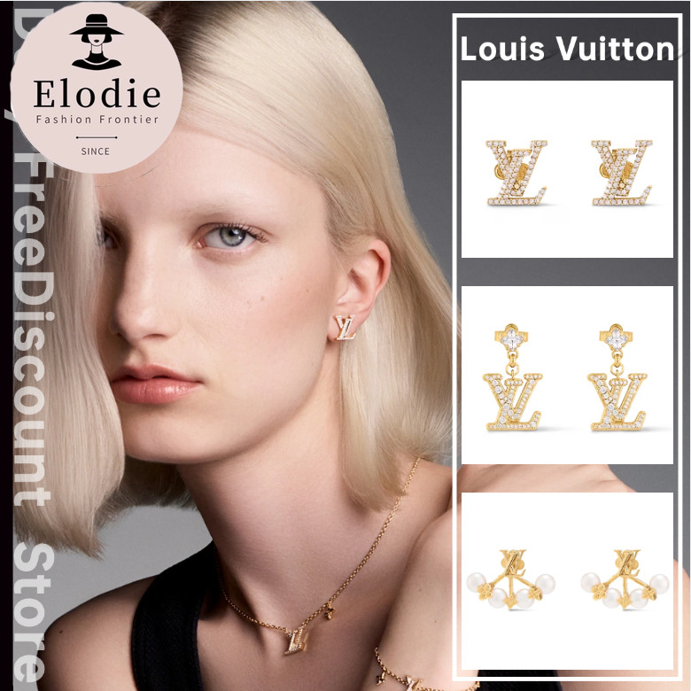 【New】LV Louis Vuitton LADY LV Earrings หลุยส์ วิตตองต่างหูผู้หญิง