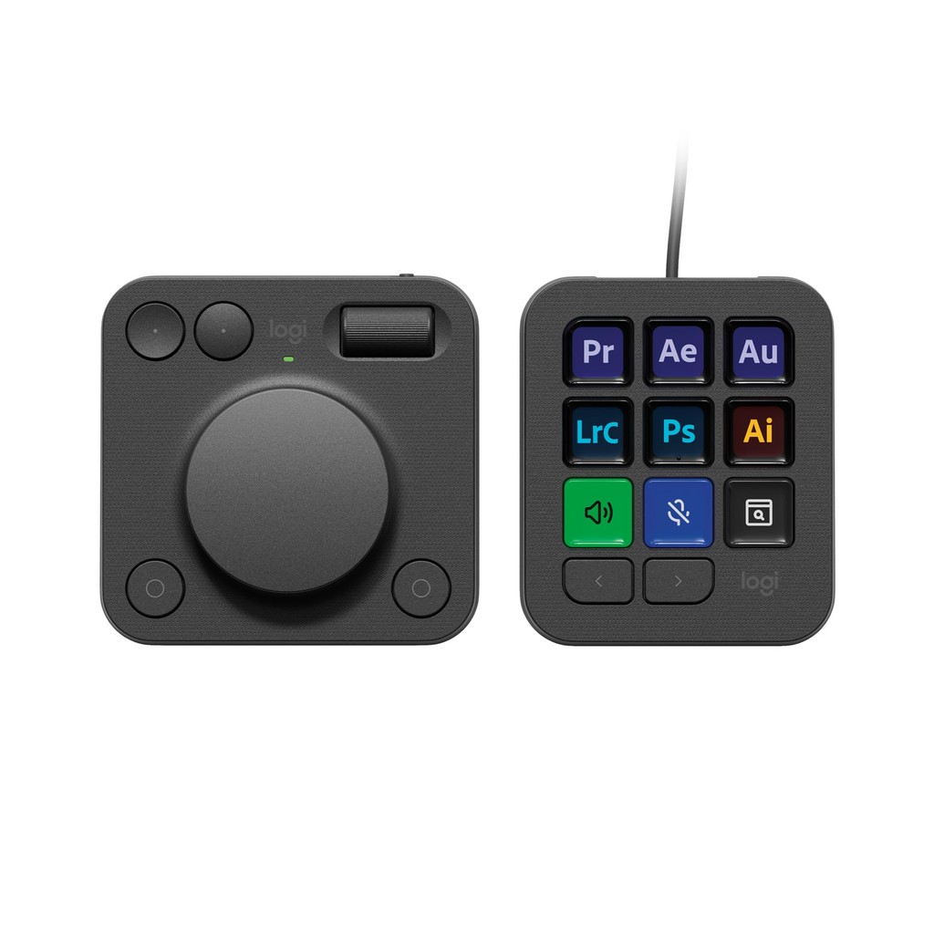 Logitech MX Creative Console Left-Handed Keypad Dial Pad สําหรับ Adobe - Bluetooth, USB Type-C, ใช้ง