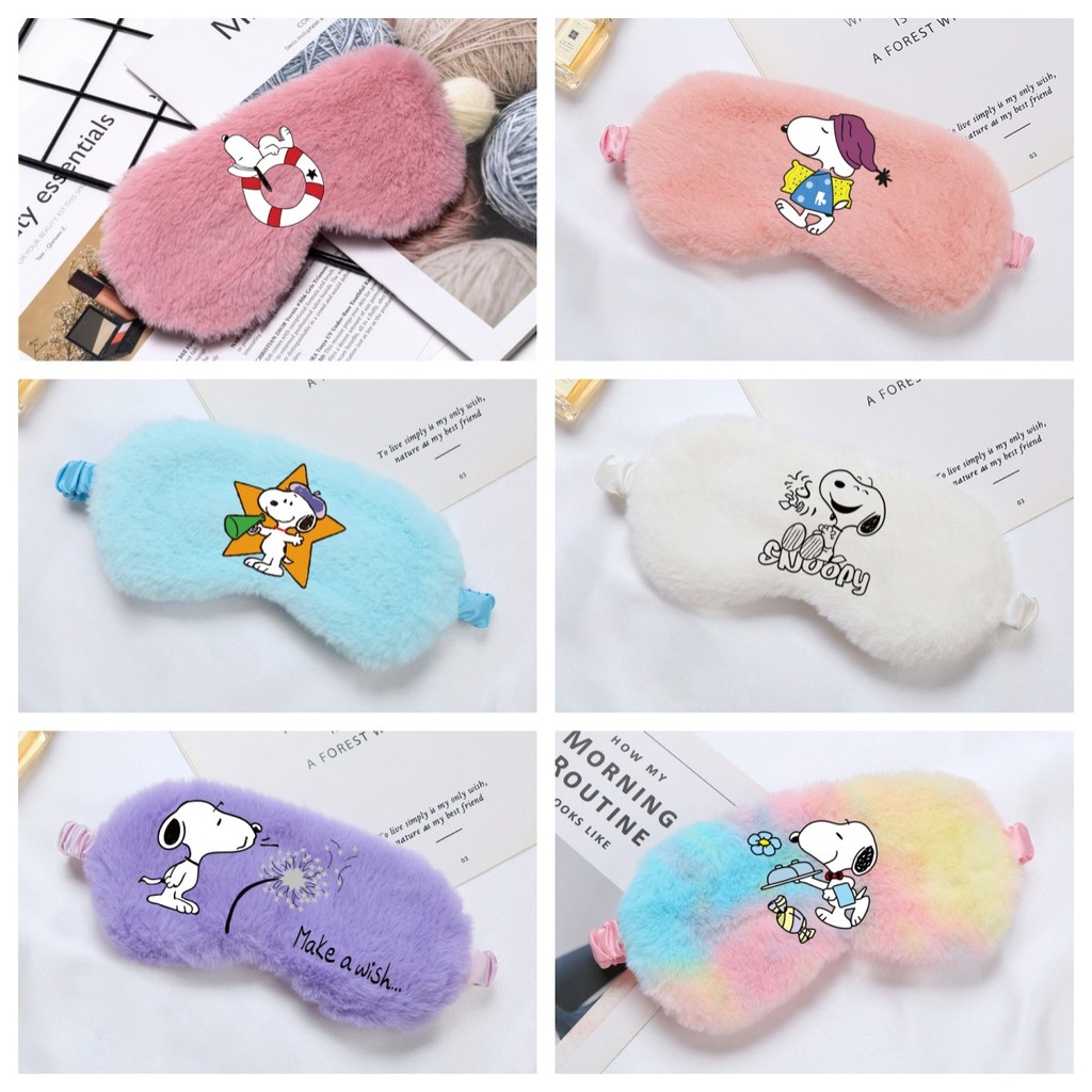 อะนิเมะ Snoopy Eye Mask การ์ตูน Eye Covers Plush Eye Protection Shading